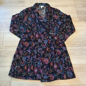 Habitat Women’s Tapestry Blouson Black Two Button Trench Jacket Size M